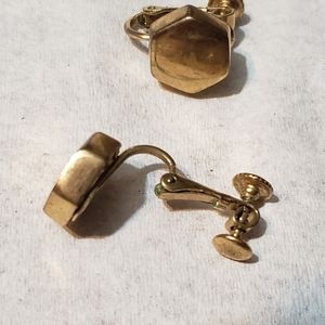Vintage gold tone clip on earrings